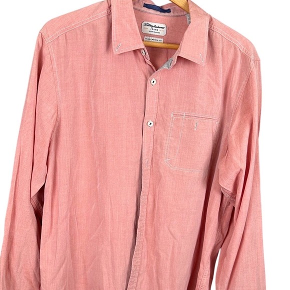 Tommy Bahama Other - Tommy Bahama Jeans Mens Island Modern Fit Coral Pink Tencel Cotton Shirt L